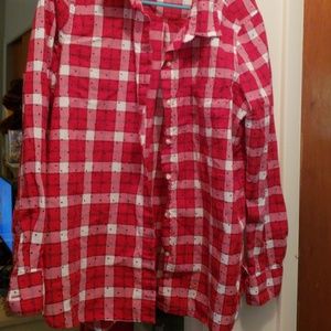 Button up checkered shirt.